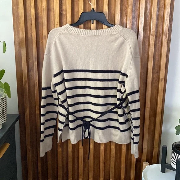 Vince 100% Cashmere Stripe Boxy Crew Sweater. Size S - Picture 3 of 11